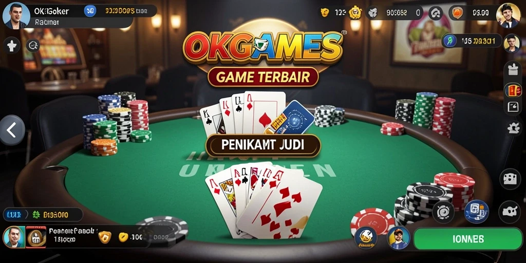 Tampilan gameplay Poker yang menegangkan di OKGAMES.