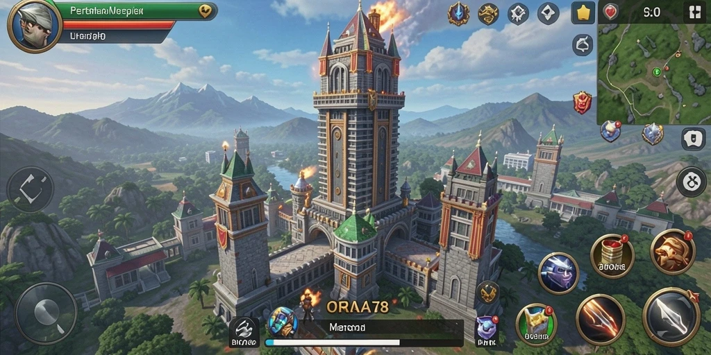 Tampilan gameplay menarik dari ORA78 dengan strategi menara yang mendebarkan.