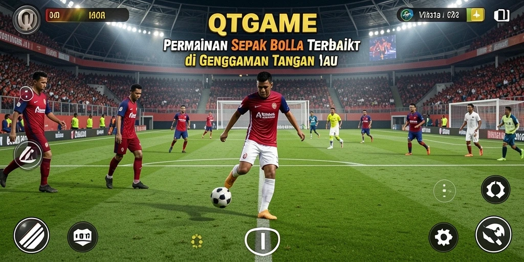 Tangkapan layar menampilkan gameplay sepak bola yang realistis dan menarik.