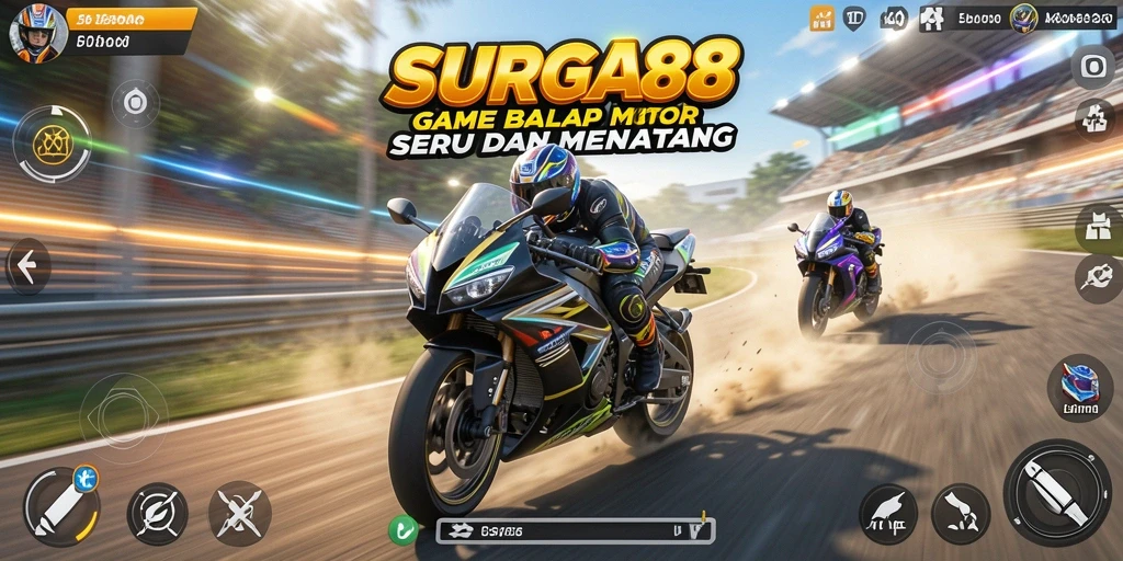 Gameplay SURGA88 dengan balapan motor yang menegangkan.
