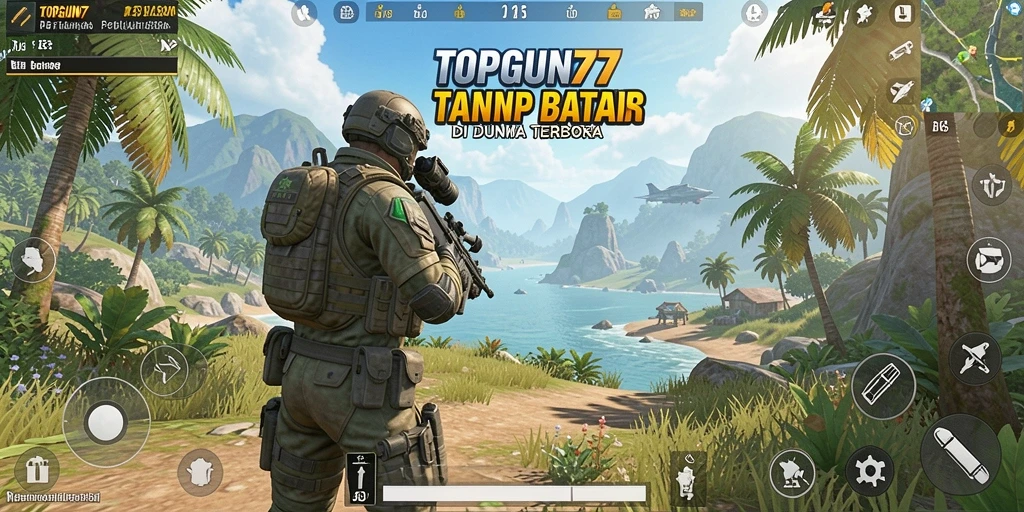 Screenshot gameplay TOPGUN77 menampilkan keindahan dunia terbuka.