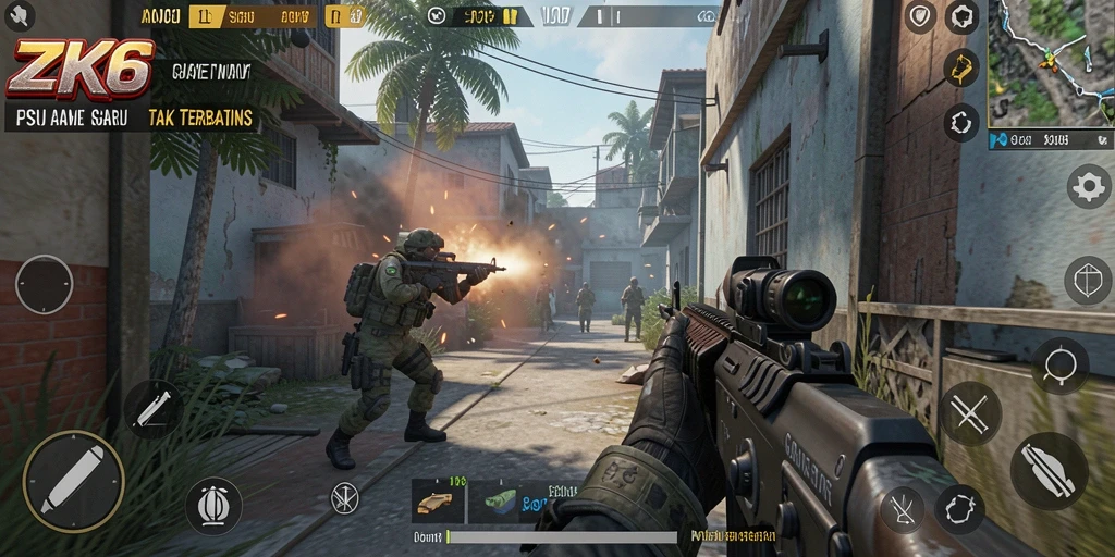 Gameplay menarik ZK6 dengan aksi tembak-menembak yang seru.
